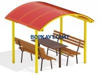 Стол и лавки под навесом МАФ 4005 в Ульяновске Стол и лавки под навесом МАФ 4005 в Ульяновске