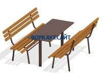 Дачный комплект из 2 лавочек и стола МАФ 1620 в Ульяновске