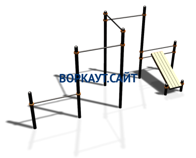 Воркаут комплекс разноуровневых турников со скамьей для пресса ВС-37 в Ульяновске