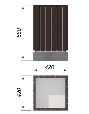 Урна деревянная квадратная с бетонным основанием МАФ 1633 в Ульяновске