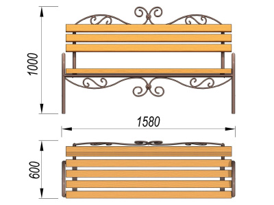 Лавочка кованная МАФ 1606 в Ульяновске