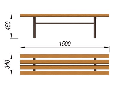 Лавочка без спинки МАФ 1601 в Ульяновске