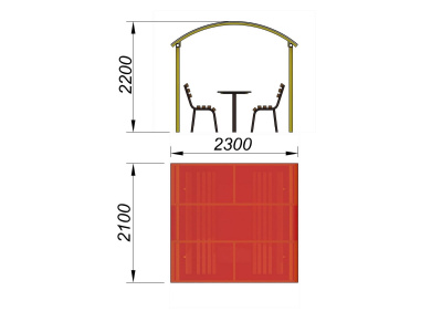 Стол и лавки под навесом МАФ 4005 в Ульяновске