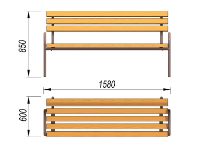 Парковая лавочка со спинкой МАФ 1605 в Ульяновске