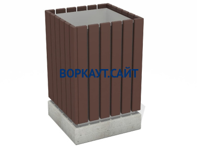 Урна деревянная квадратная с бетонным основанием МАФ 1633 в Ульяновске